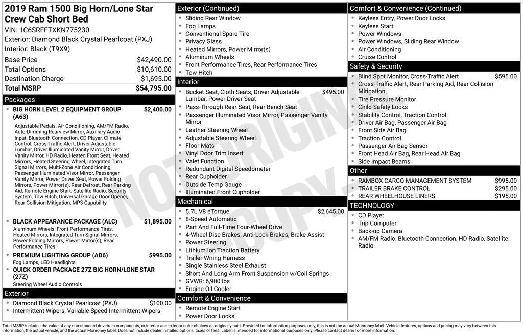 ram ram 1500 pickup 2019 1C6SRFFTXKN775230 image ram ram 1500 pickup 2019 1C6SRFFTXKN775230 image
